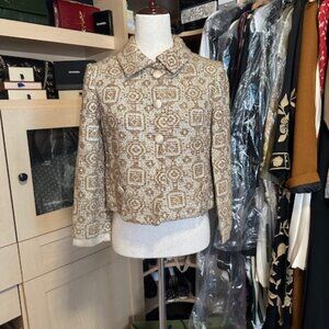 Vintage Lilli Ann Paris San Francisco Brown Tweed Gold Metallic Blazer Jacket